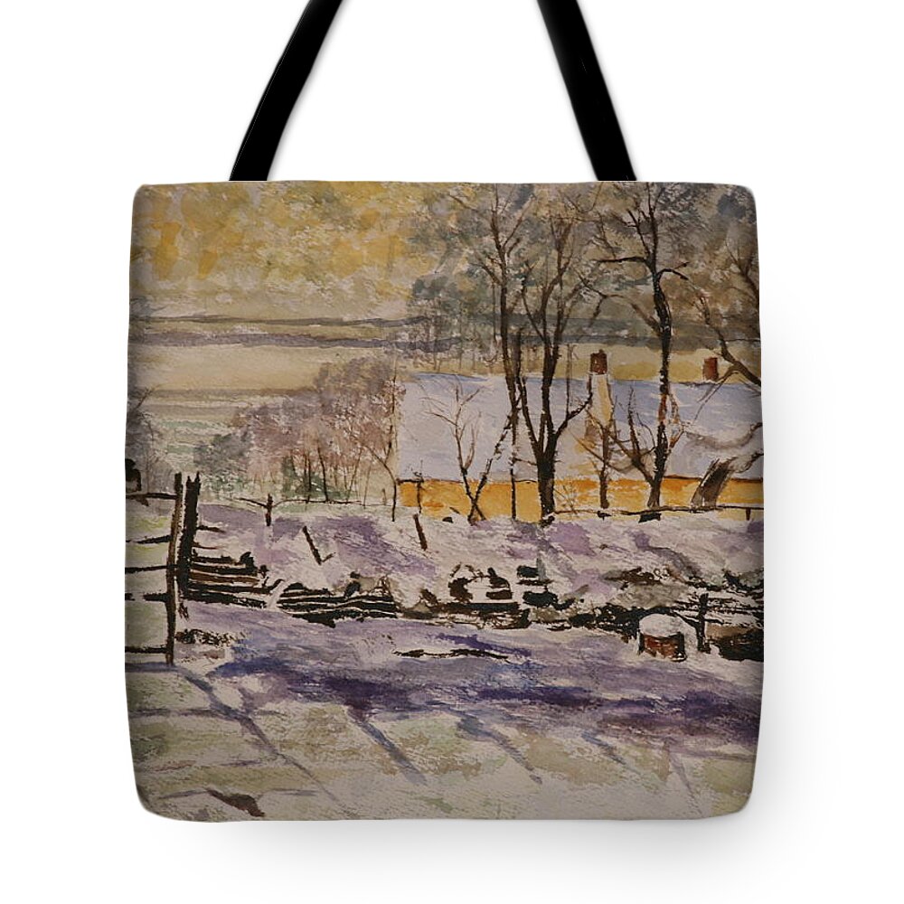 Masters Tote Bag featuring the painting Magpie after Claude Monet by Betty-Anne McDonald