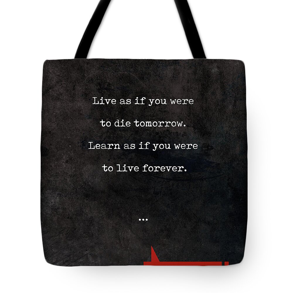 Mahatma Gandhi Tote Bag featuring the mixed media Mahatma Gandhi Quotes - Literary Quotes - Book Lover Gifts - Typewriter Quotes by Studio Grafiikka
