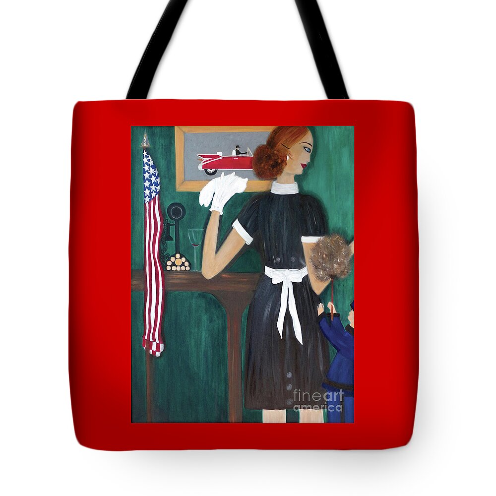 Maid Tote Bag featuring the painting Maid In America by Artist Linda Marie