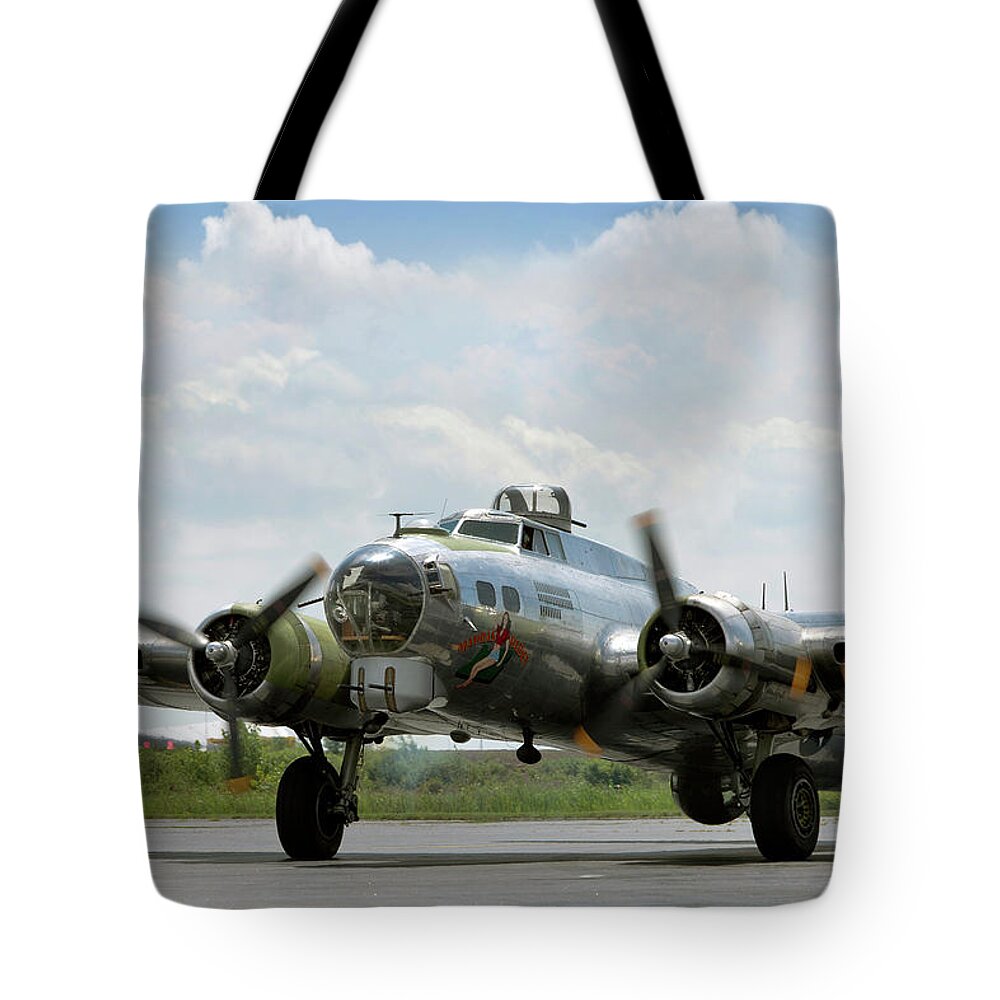 Aviation Tote Bag featuring the photograph Maiden Closeup by Peter Chilelli