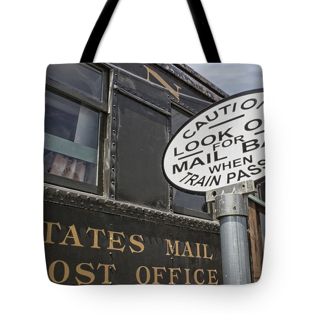 Railway Tote Bag featuring the photograph Mail Bag Sign by Roberta Byram