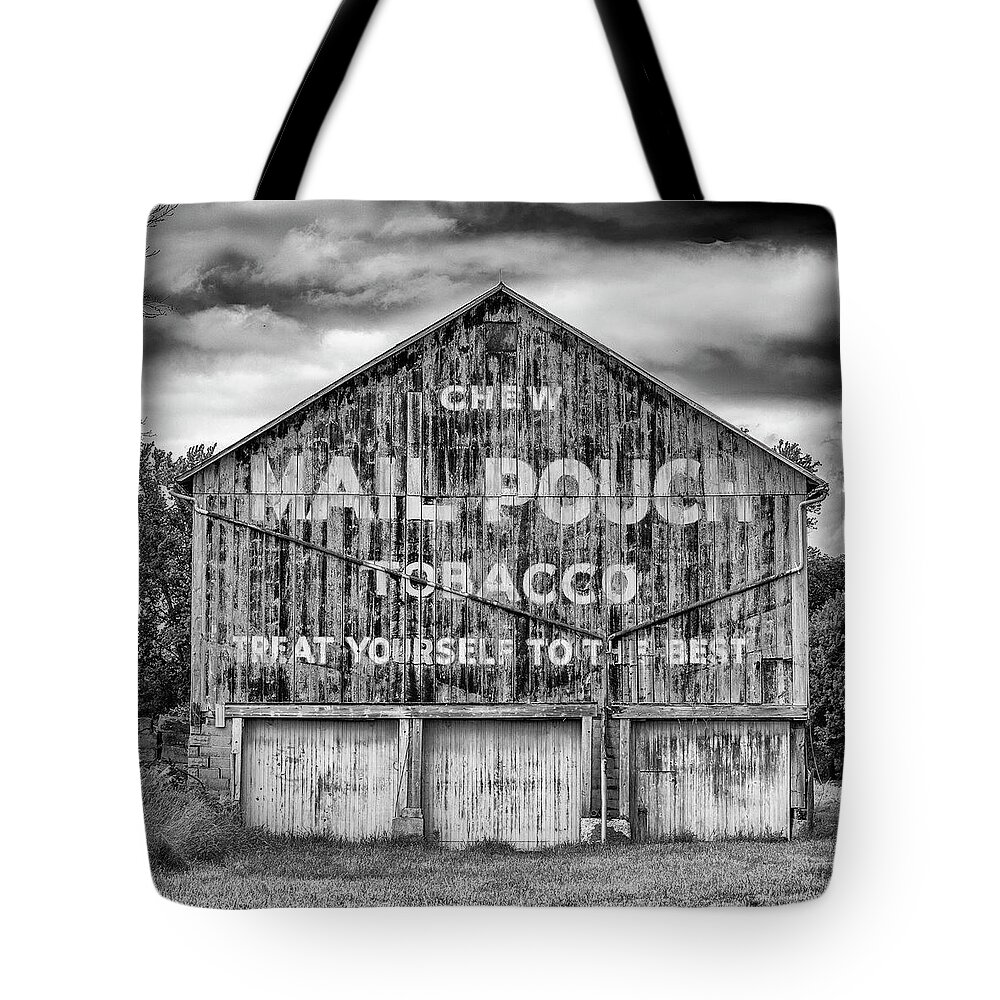 Mail Pouch Tobacco Tote Bag featuring the photograph Mail Pouch Barn - US 30 #6 by Stephen Stookey