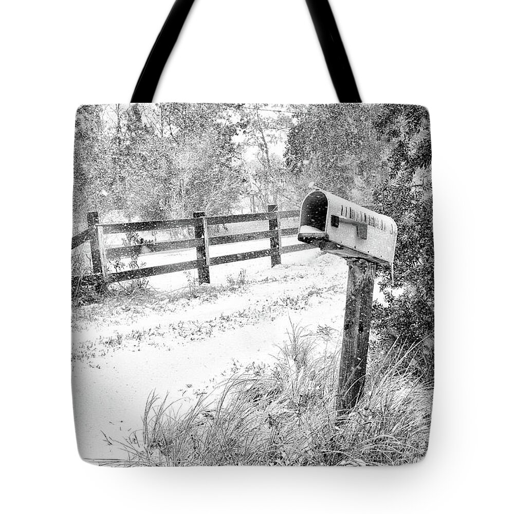 Chisolm Tote Bag featuring the photograph Mailbox Snow by Scott Hansen