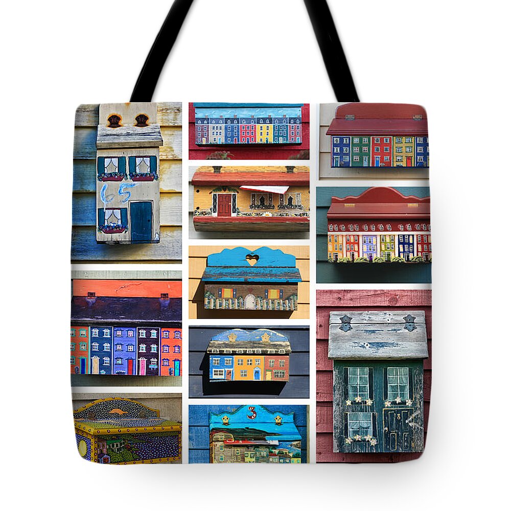 Mailboxes Tote Bag featuring the photograph Mailboxes of Newfoundland Poster by Tatiana Travelways