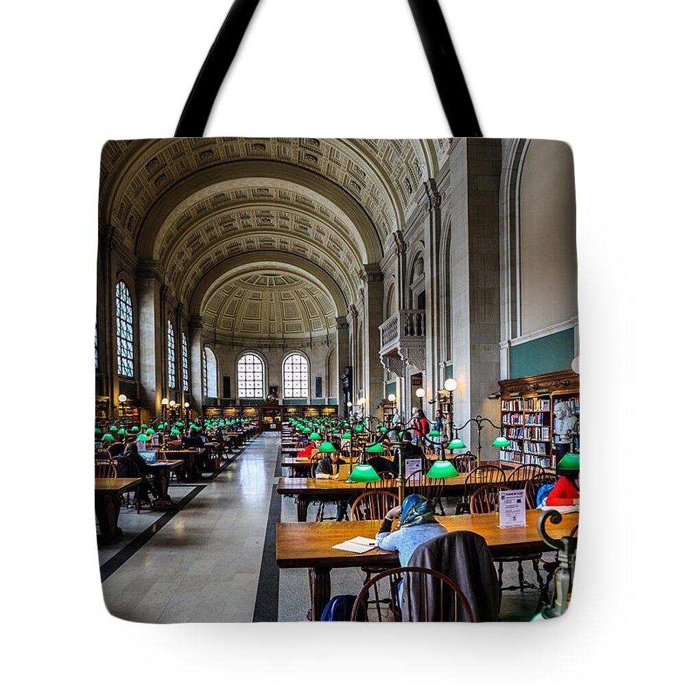 Americana Tote Bag featuring the photograph Main Reading Room of Boston Public Library by Thomas Marchessault