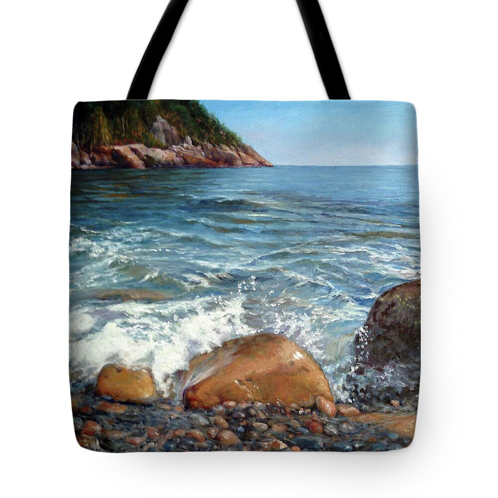 Maine Coast Tote Bag featuring the painting Maine Coast by Marie Witte