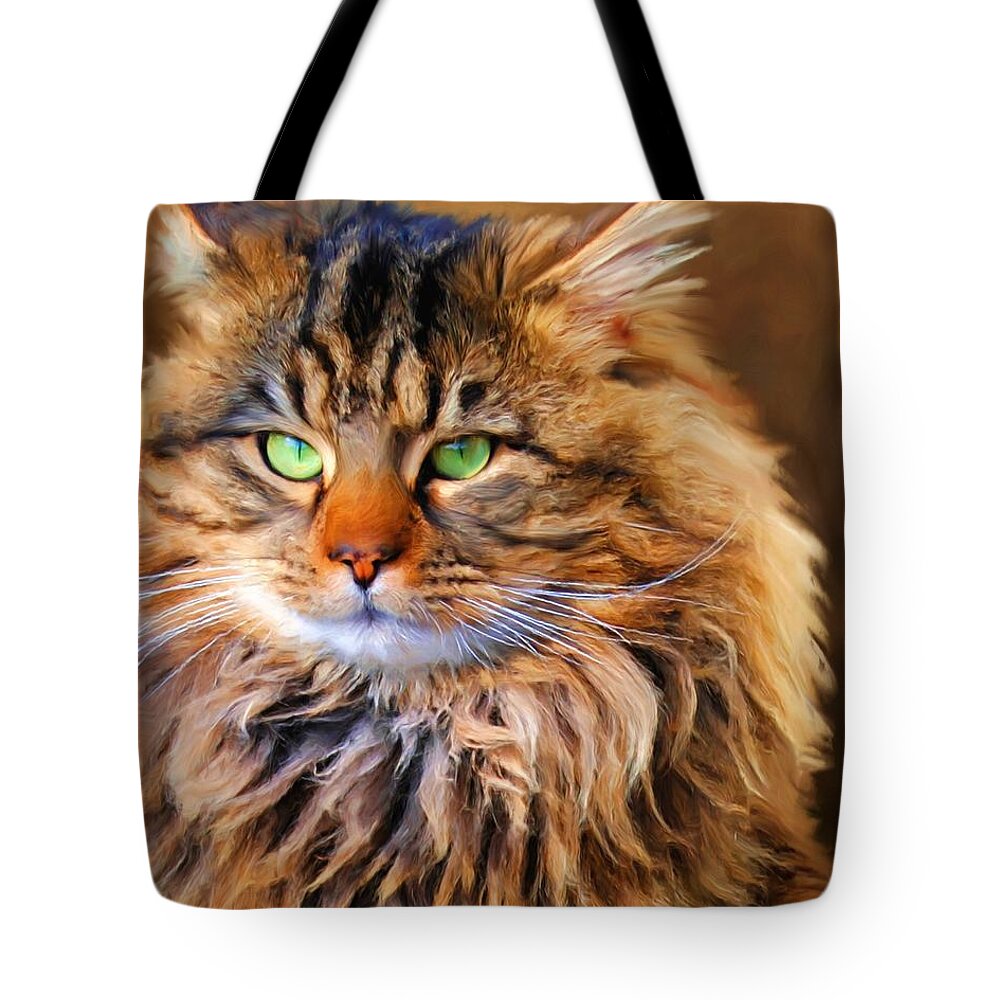 Maine Coon Tote Bag featuring the painting Maine Coon Cat by Jai Johnson