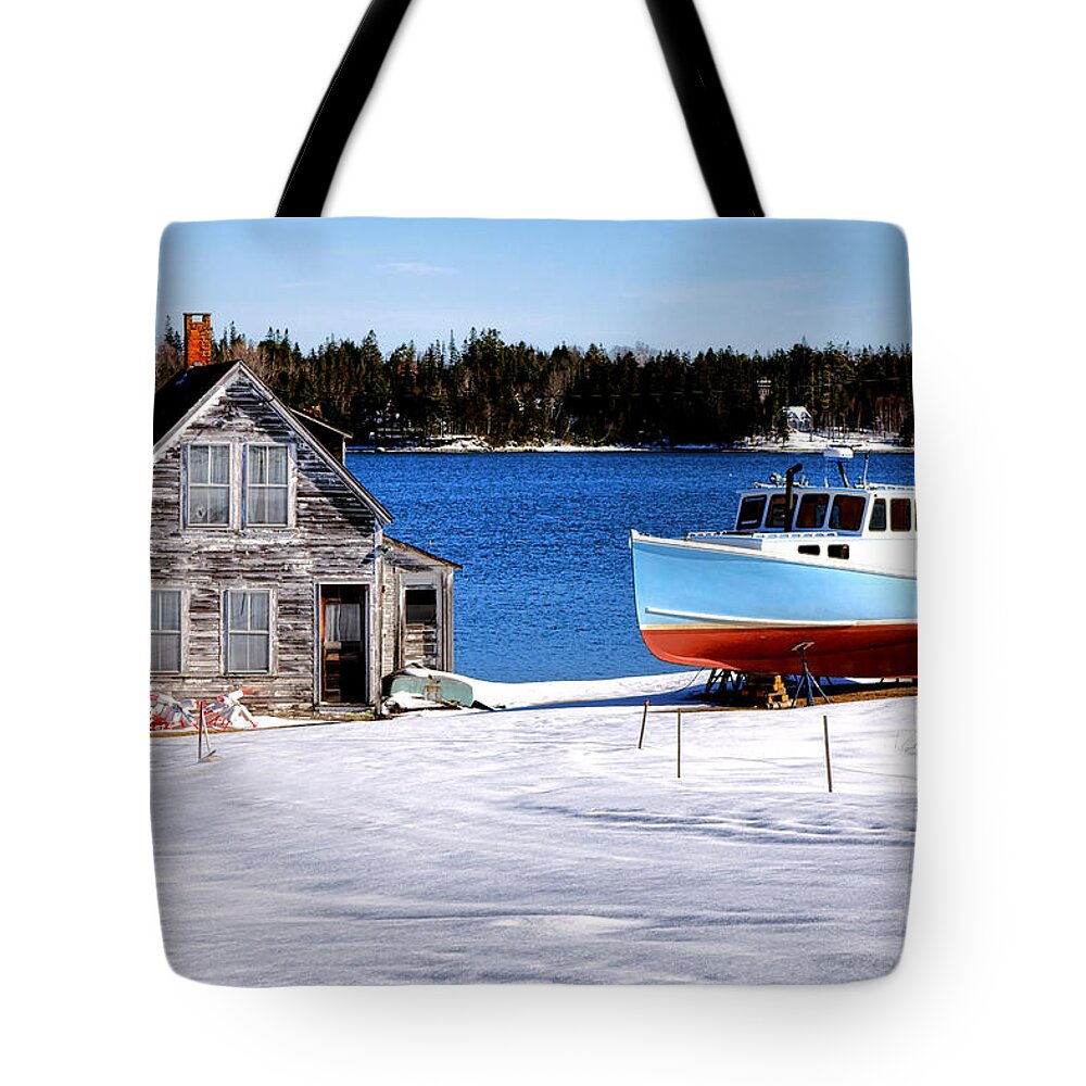 Maine Tote Bag featuring the photograph Maine Harbor Winter Scene by Olivier Le Queinec