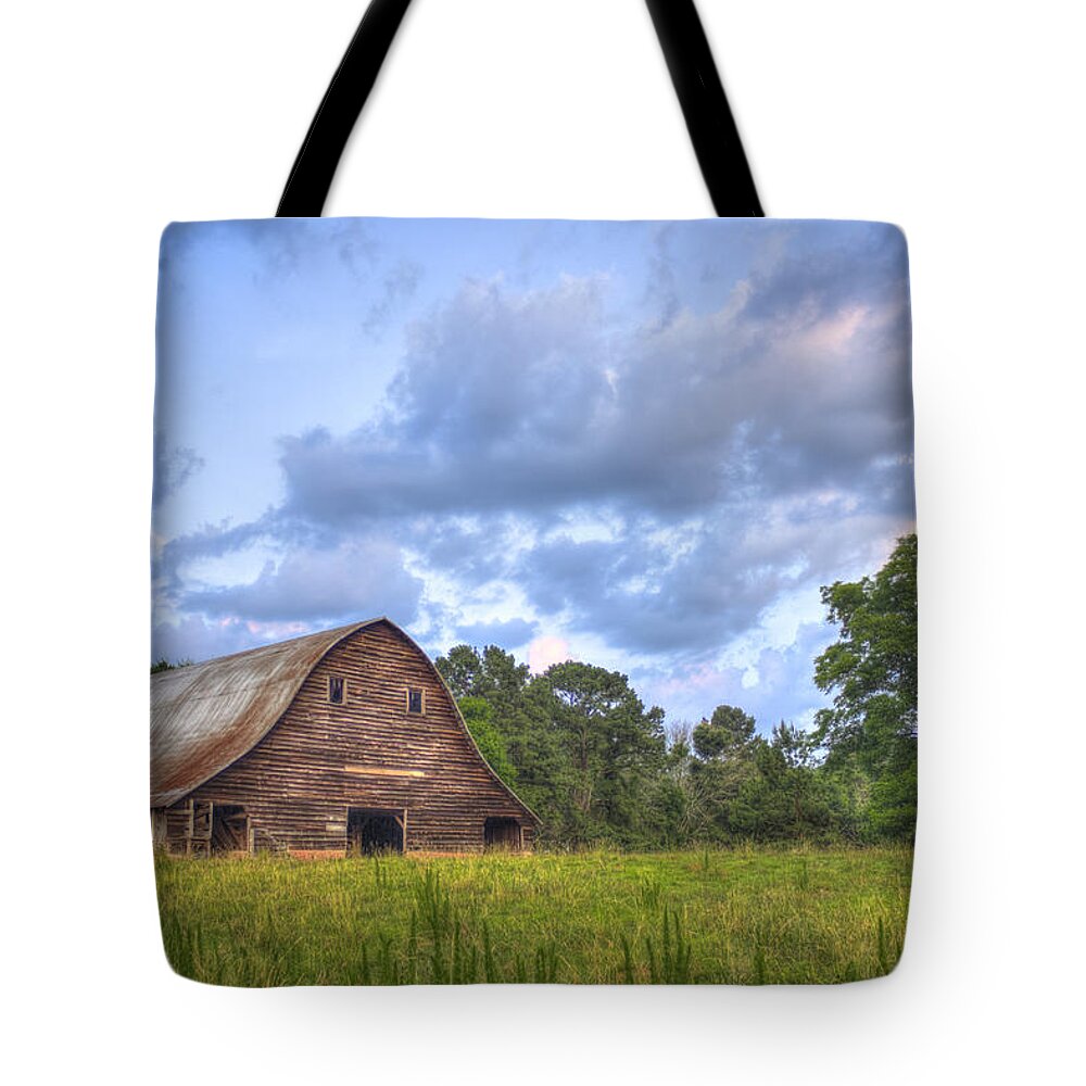 Reid Callaway Stormy Day Tote Bag featuring the photograph Majestic Barn at Philomath by Reid Callaway