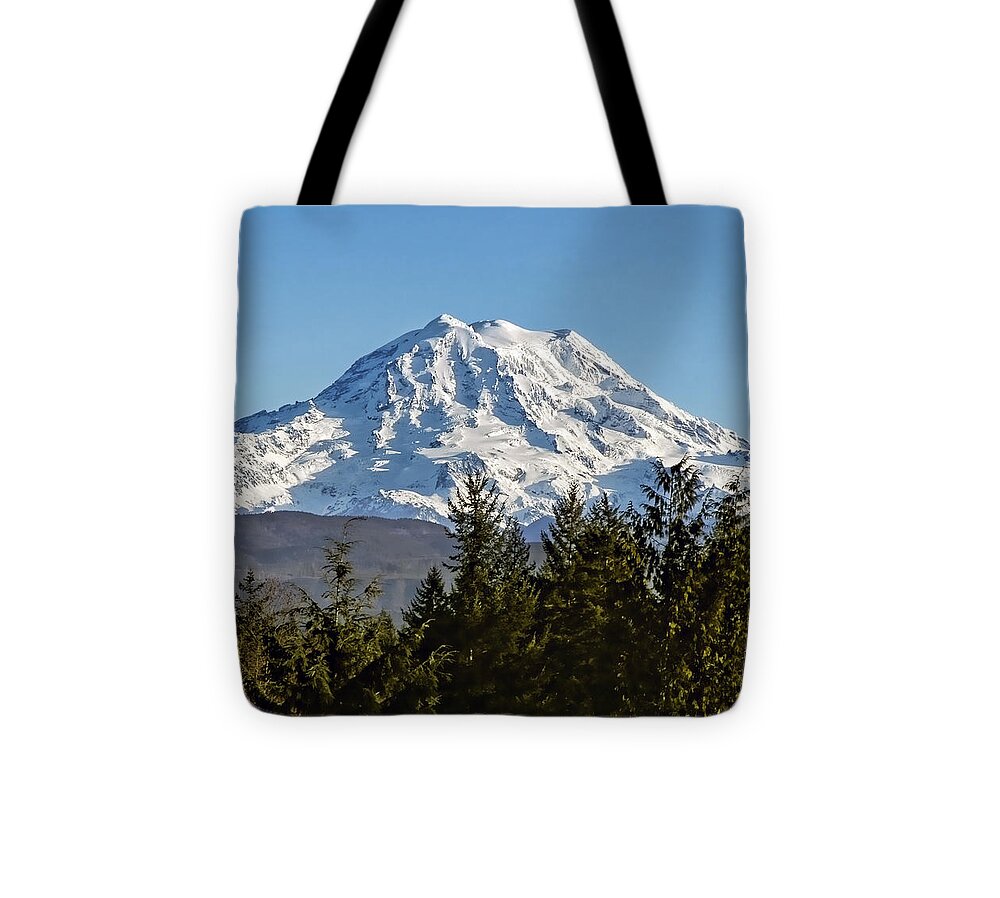 Mount Rainier Tote Bag featuring the photograph Majestic by Kelley King