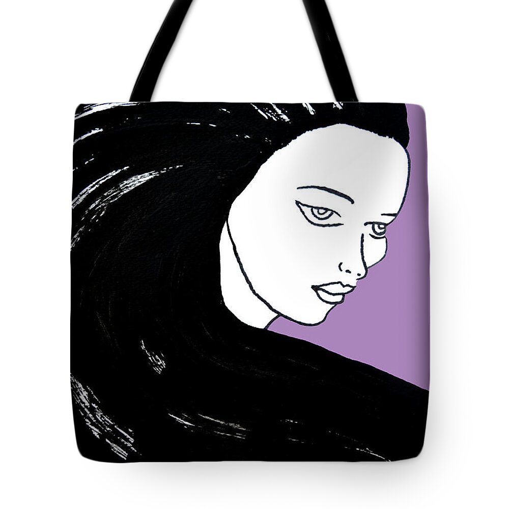 Masartstudio Tote Bag featuring the painting Majestic Lady J0715H Radient Orchid Pastel Painting 18-3224 b565a7 A985BB by Mas Art Studio