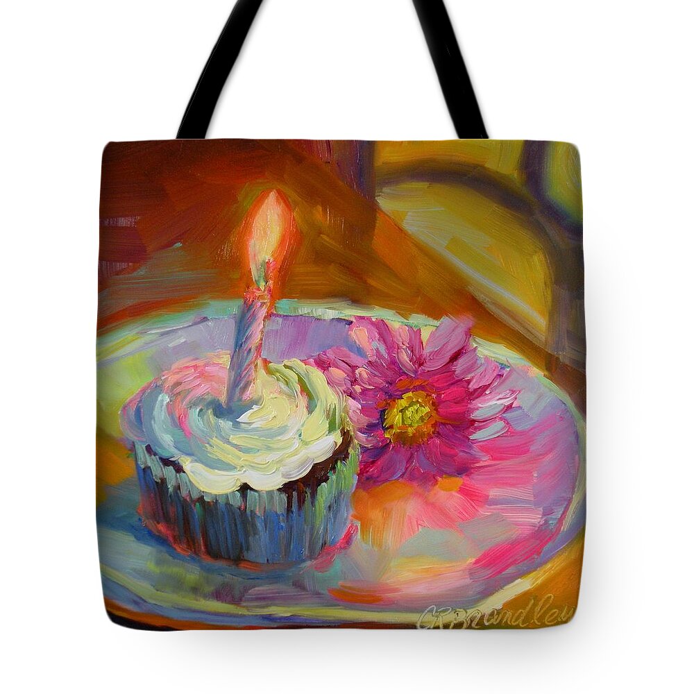 Cupcake Tote Bag featuring the painting Make a Wish by Chris Brandley