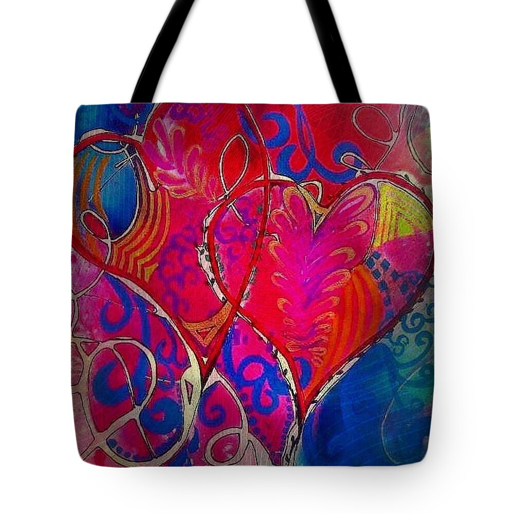 Hearts Tote Bag featuring the painting Make not a Bond of by Esther Woods