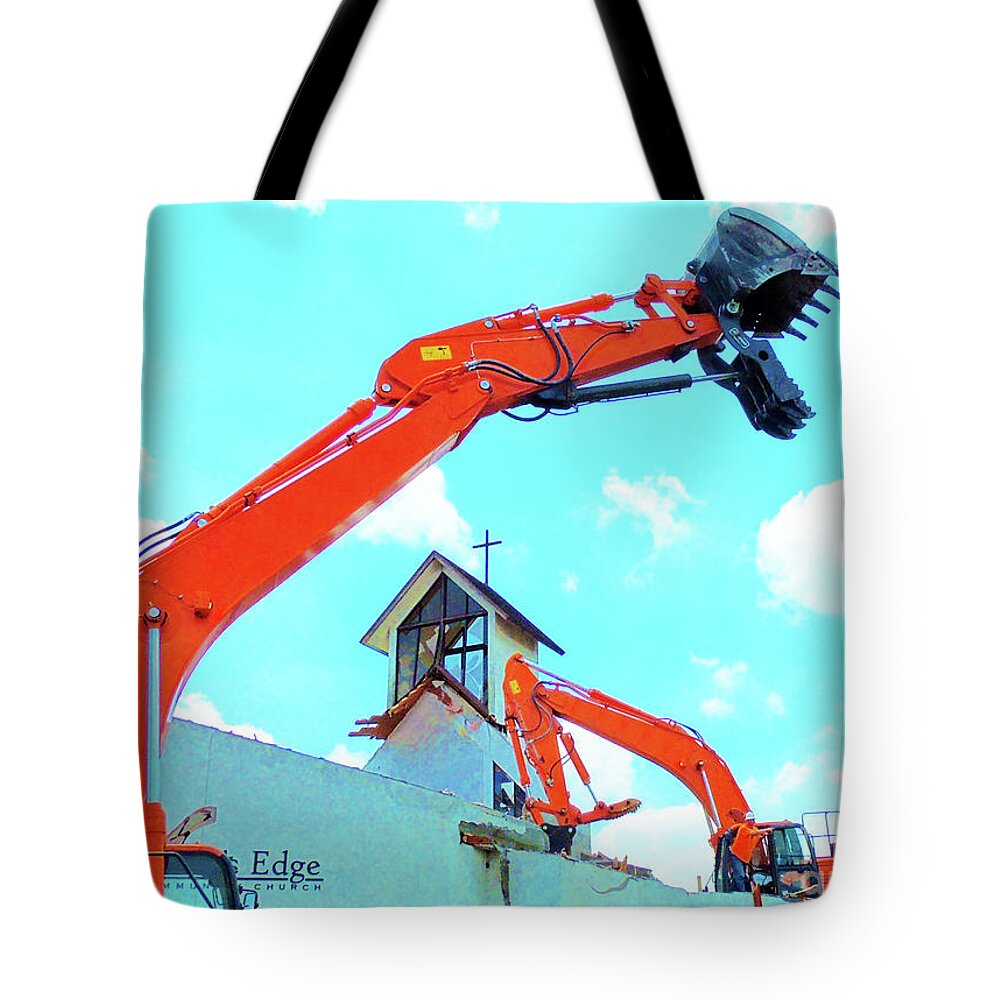 Church Tote Bag featuring the photograph Make Way for Commerce by Larry Mulvehill