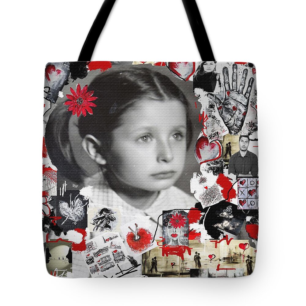 Girl Tote Bag featuring the mixed media Mala by Sladjana Lazarevic