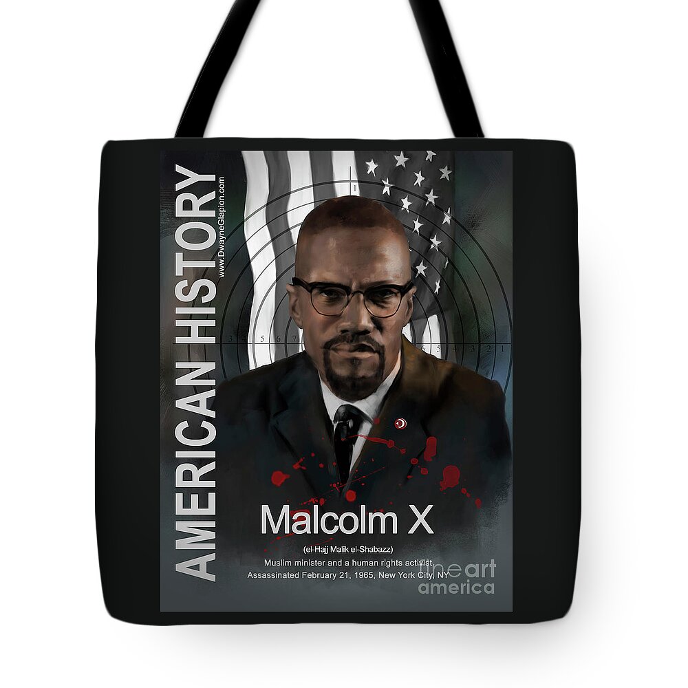 Malcolm X Tote Bag featuring the digital art Malcolm X American History by Dwayne Glapion