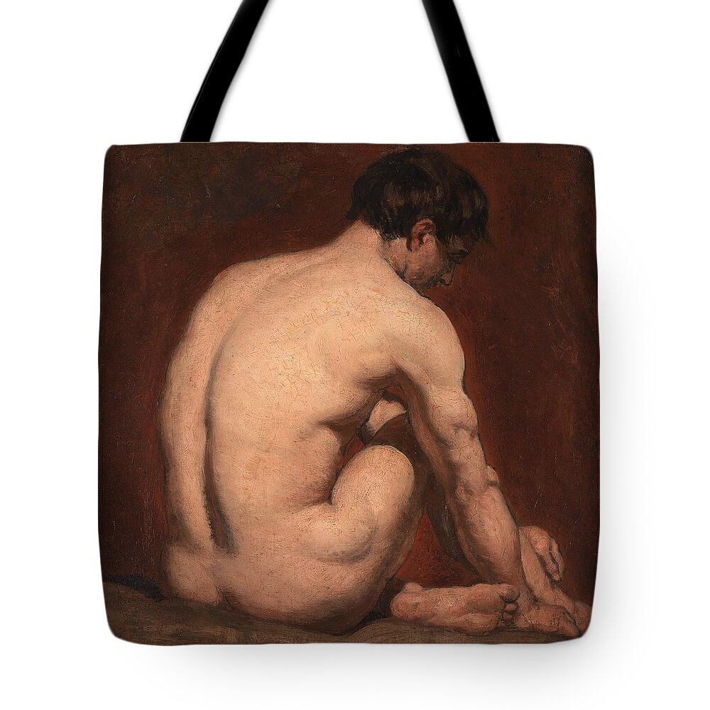  Nude Tote Bag featuring the painting Male Nude from the Rear by William Etty