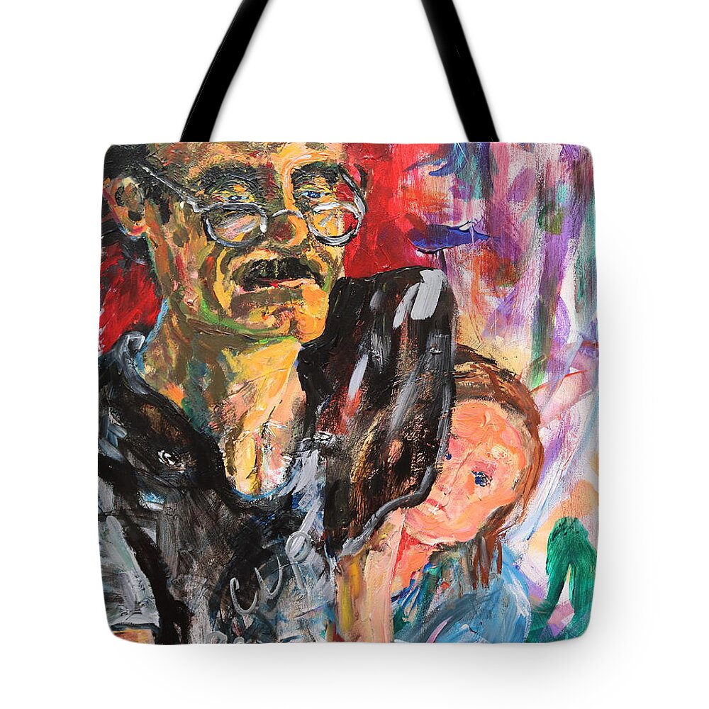 Portrait Tote Bag featuring the painting Man and child by Madeleine Shulman