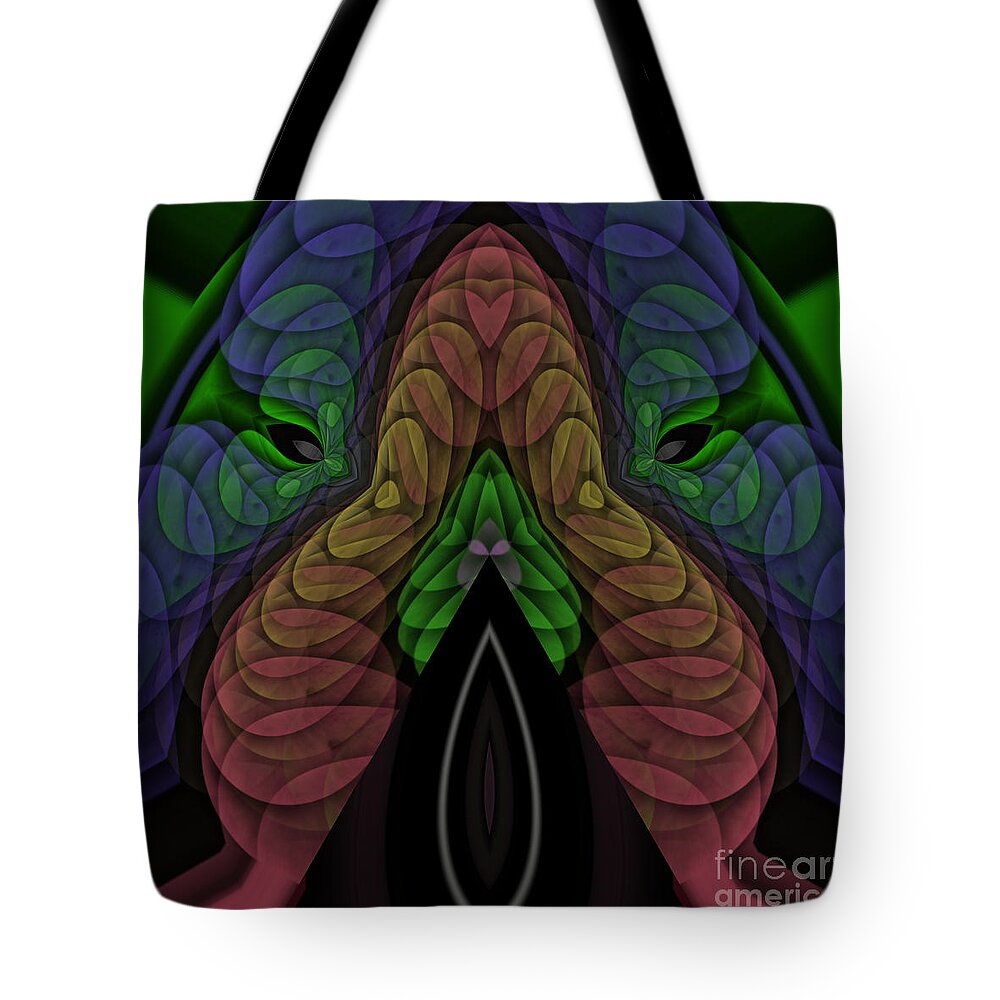 James Smullins Tote Bag featuring the digital art Man eater by James Smullins