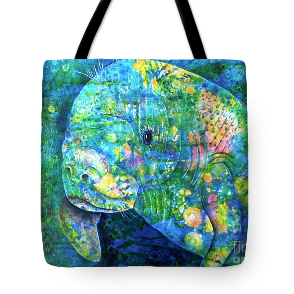 Manatee Tote Bag featuring the painting Manatee by Midge Pippel