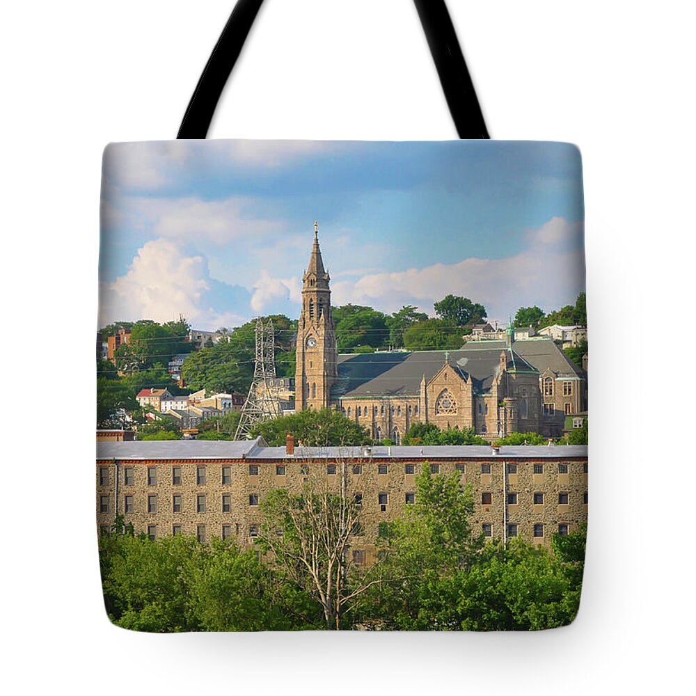 Manayunk Tote Bag featuring the photograph Manayunk - St John the Baptist - Scofield Mill - Philadelphia by Bill Cannon