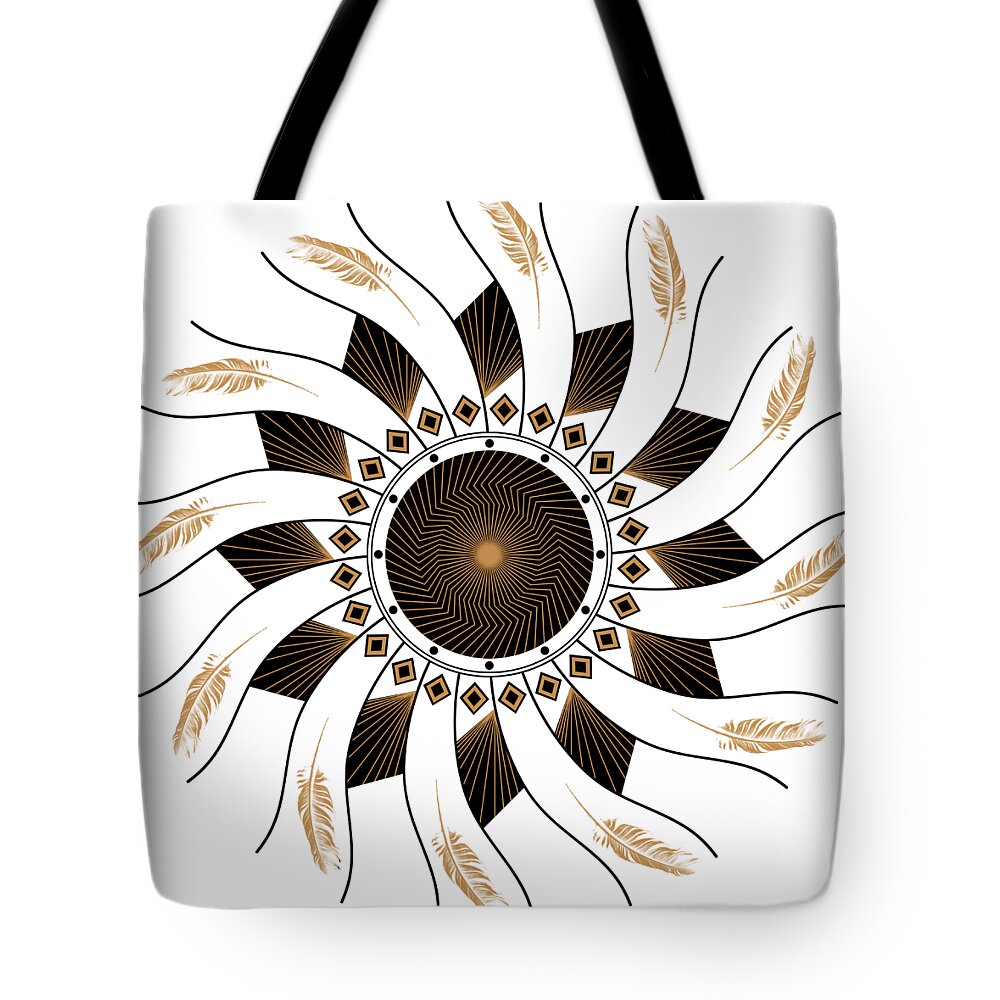 Mandala Tote Bag featuring the digital art Mandala black and gold by Linda Lees