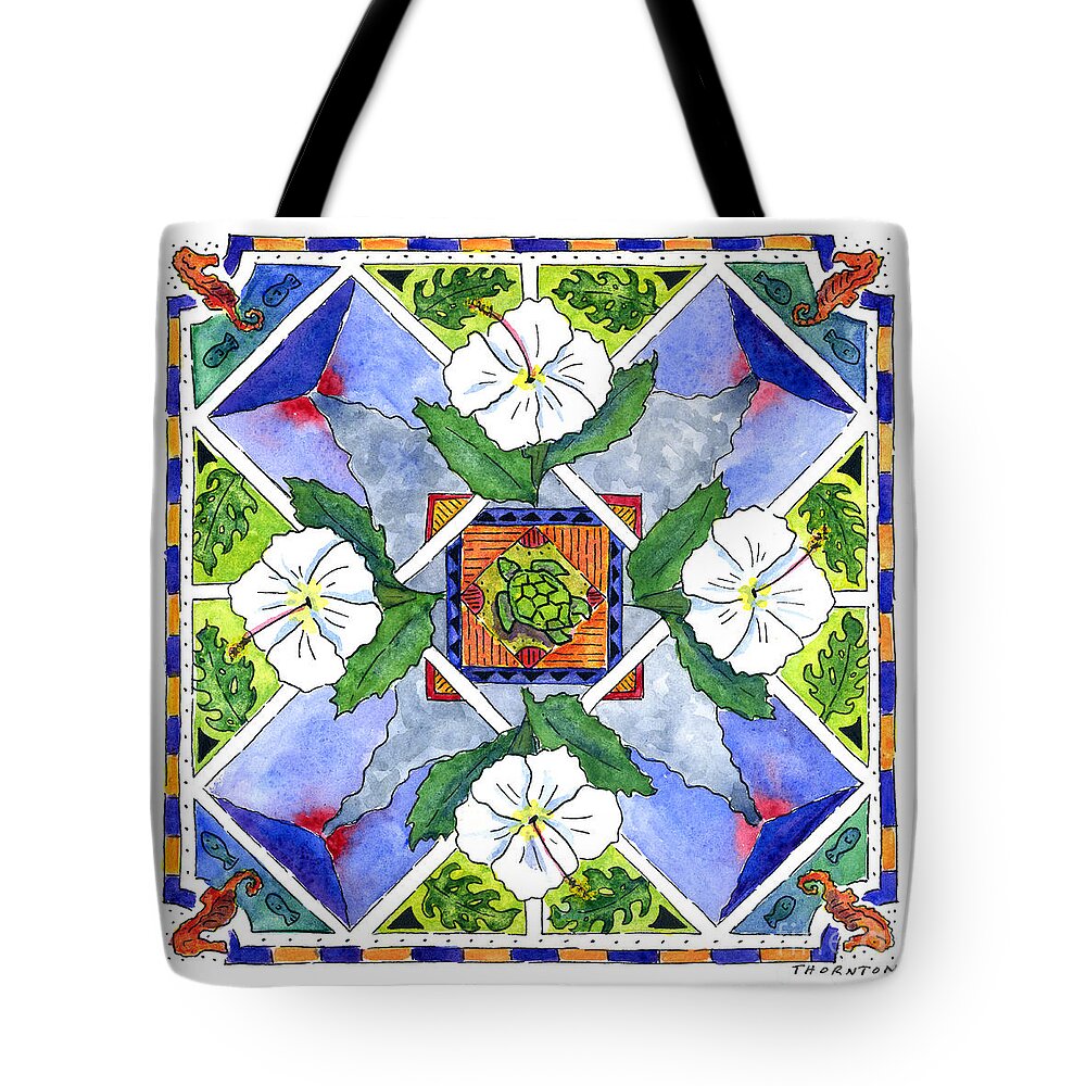 Mandala Tote Bag featuring the painting Mandala III - WHITE HIBISCUS by Diane Thornton