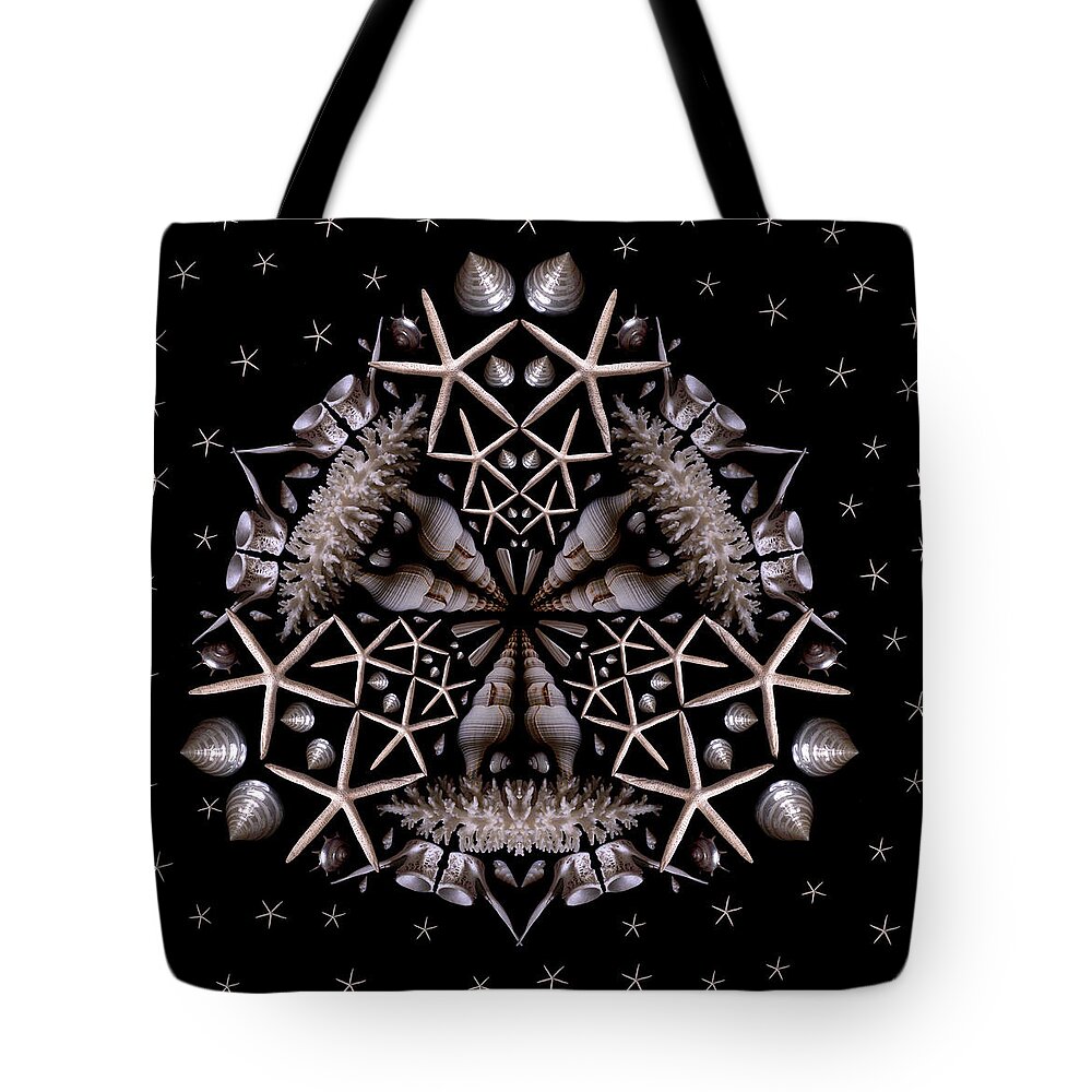 Shell Tote Bag featuring the photograph Mandala White Sea Star by Nancy Griswold