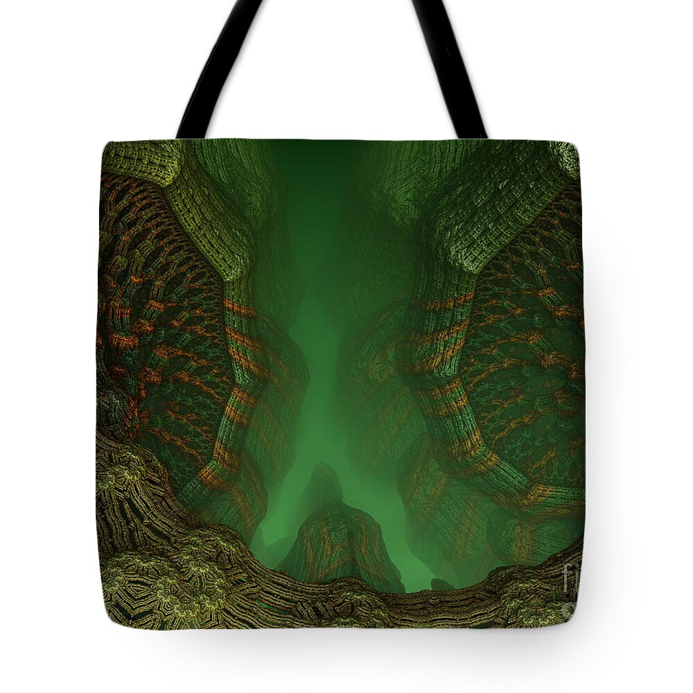 Ractal Tote Bag featuring the digital art Mandelbulb Caverns by Melissa Messick