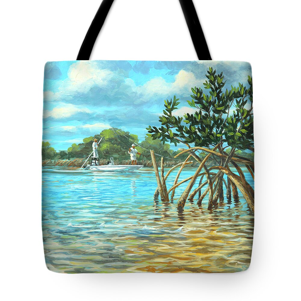 Bahamas Tote Bag featuring the painting Mangrove Alley by Guy Crittenden