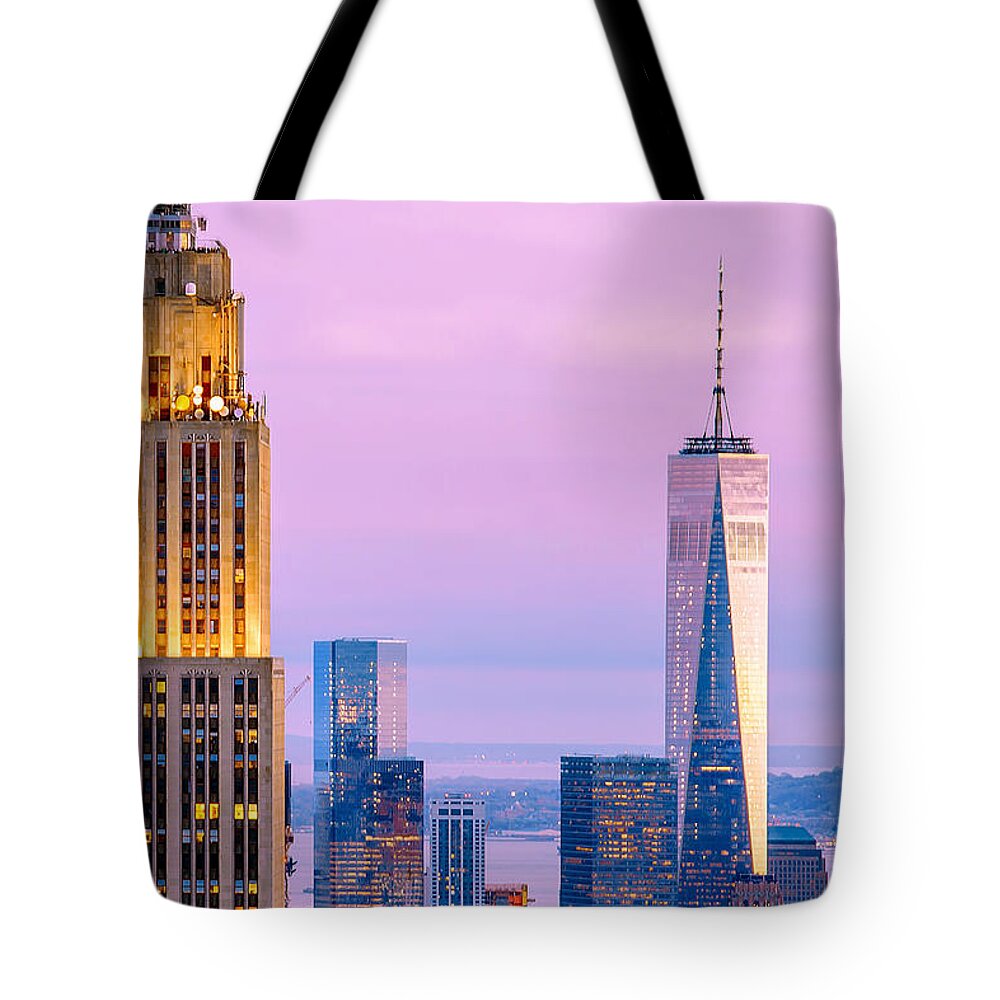 Empire State Building Tote Bag featuring the photograph Manhattan Romance by Az Jackson