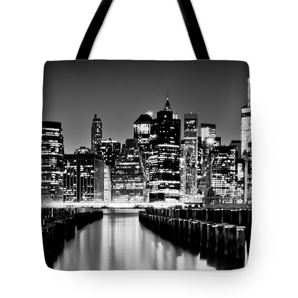 New York City Tote Bag featuring the photograph Manhattan Skyline BW by Az Jackson