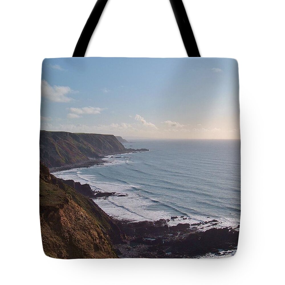 Coast Tote Bag featuring the photograph Mansley Cliff And Gull Rock from Longpeak by Richard Brookes