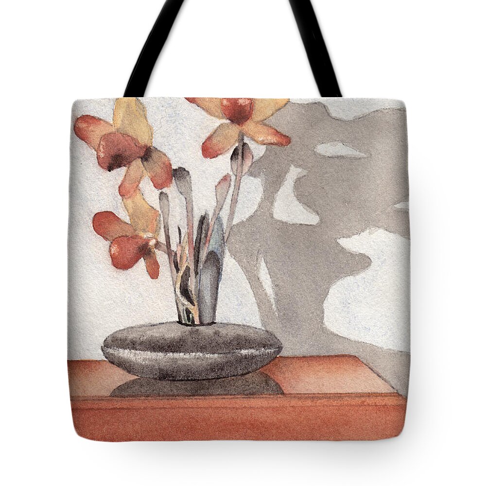 Flower Tote Bag featuring the painting Mantel Flowers by Ken Powers