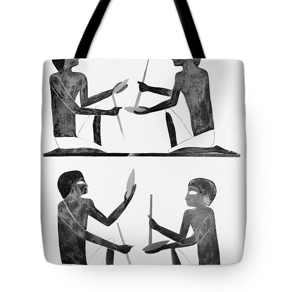 Historic Tote Bag featuring the photograph Manufacturing Flint Knives, Middle by Wellcome Images