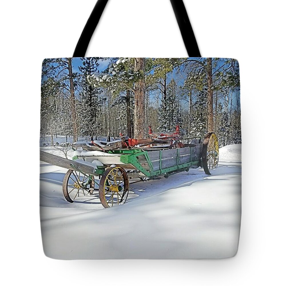 Manure Tote Bag featuring the photograph Manure Spreader by Amanda Smith