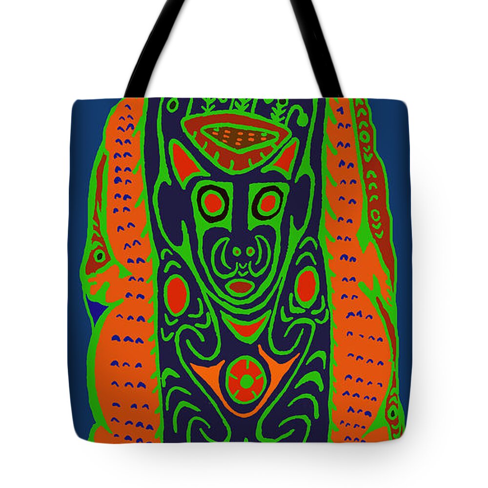 Maori Ancestral Spirit Tote Bag featuring the digital art Maori Ancestral Spirit by Vagabond Folk Art - Virginia Vivier
