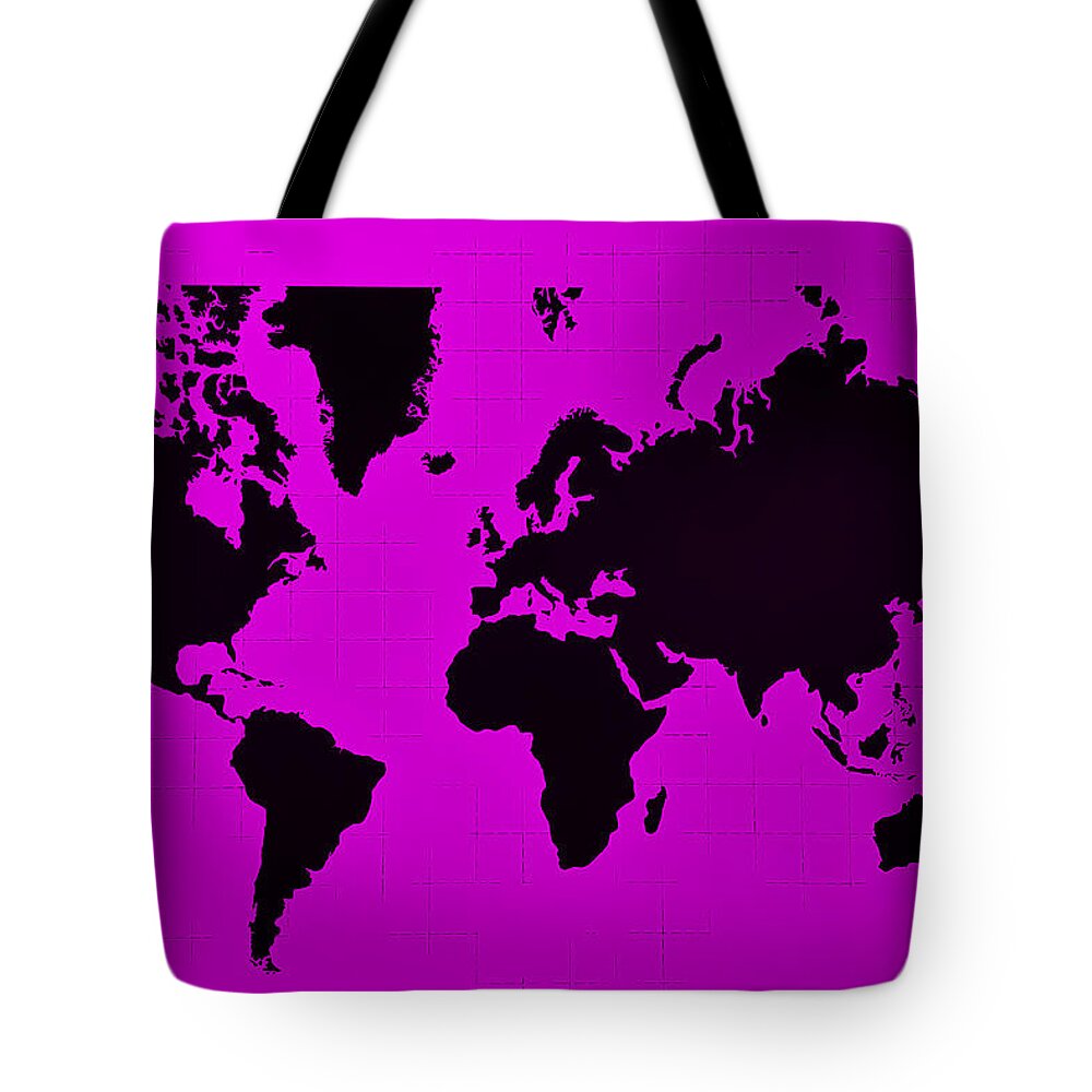 Charts Tote Bag featuring the photograph Map Of The World Purple by Rob Hans