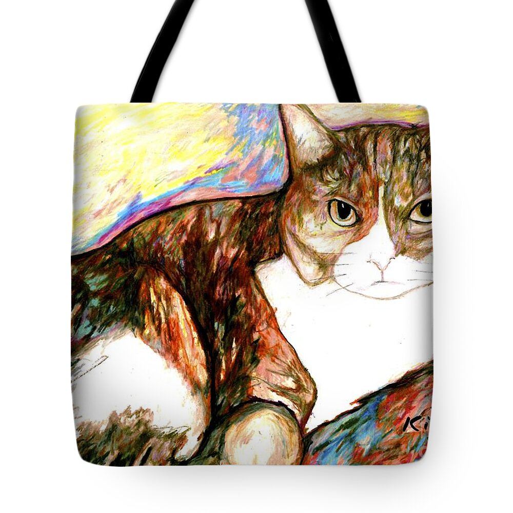 #cat #cats #catsofinstagram #of #catstagram #catlover #catlife #instagram #catlovers #kitten #instacat #kitty #pet #cute #love #meow #dog #catoftheday #pets #kittens #gato #animals #catlove #animal #cutecat #world #gatos #petsofinstagram #kittensofinstagram #chat Tote Bag featuring the drawing Maple by Jon Kittleson