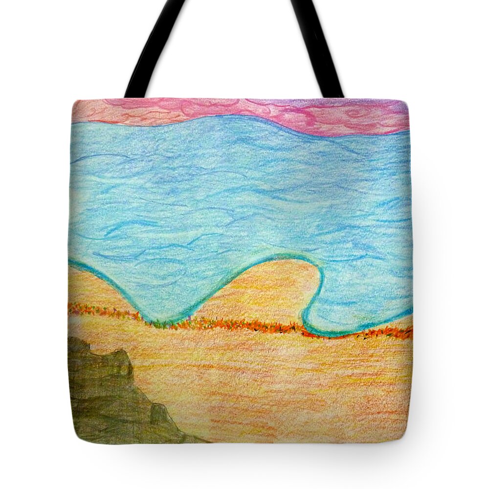 Colour Tote Bag featuring the drawing Marbella Beach by Francesca Mackenney