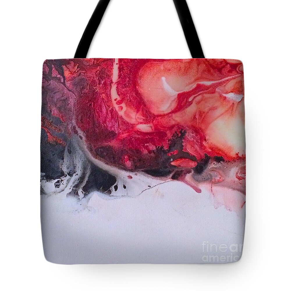 Red Tote Bag featuring the painting Marble-ized. by Kasha Ritter