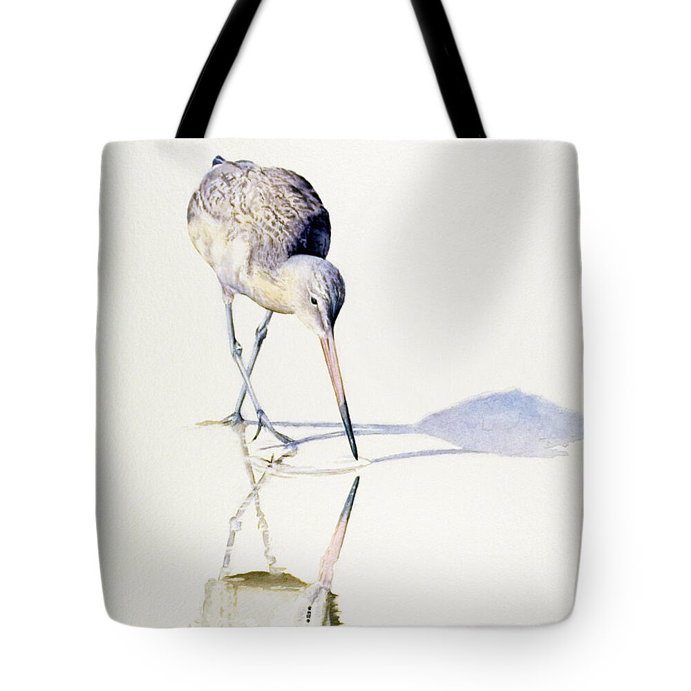 Bird Tote Bag featuring the painting Marbled Godwit Times Three by Marsha Karle