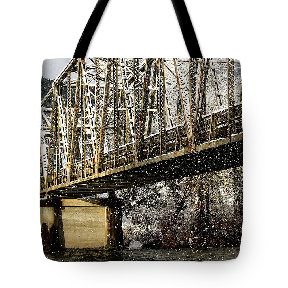 Bridge Tote Bag featuring the photograph Marblemount WA Bridge by Bob Cournoyer