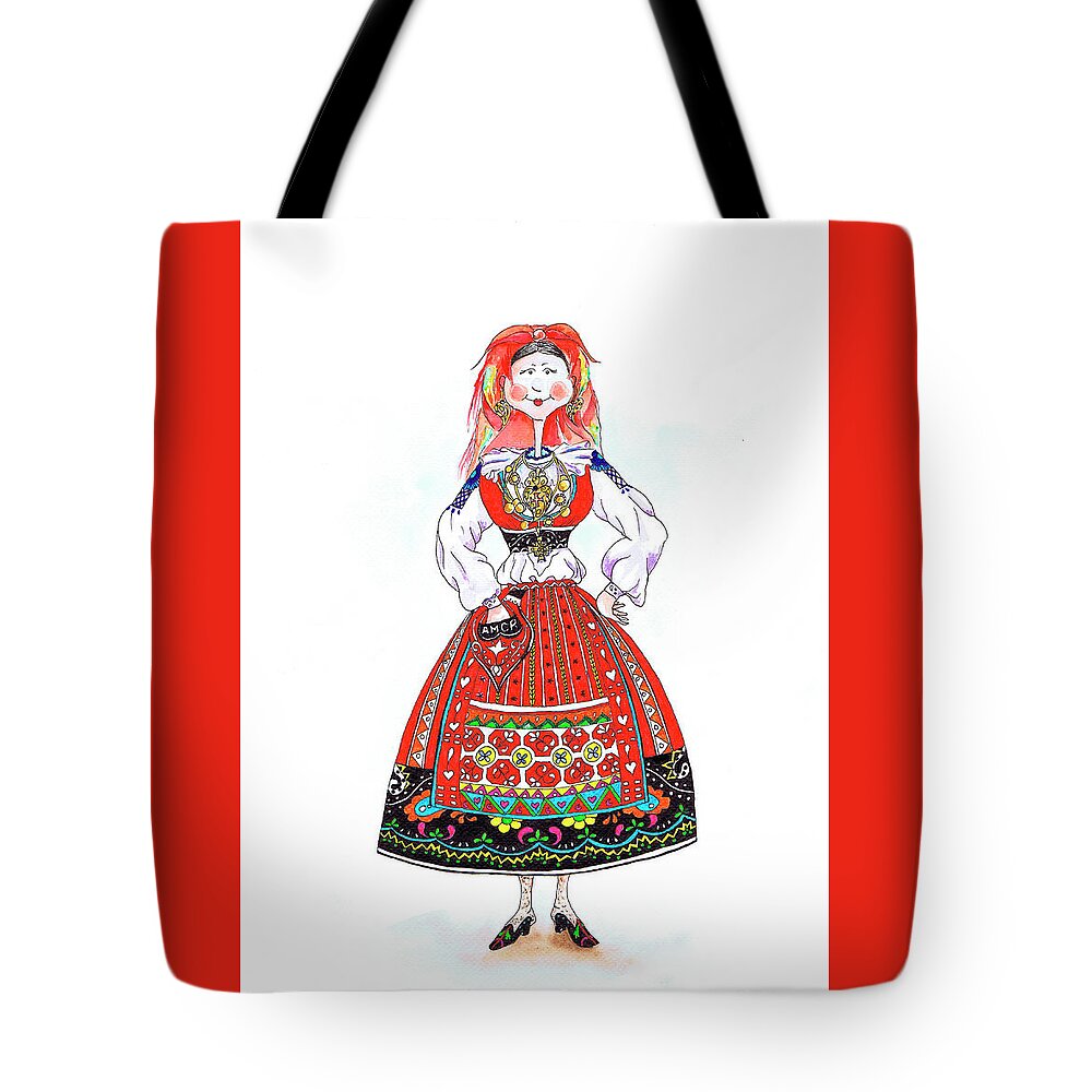Portugal Tote Bag featuring the painting Maria do Minho by Isabel Salvador