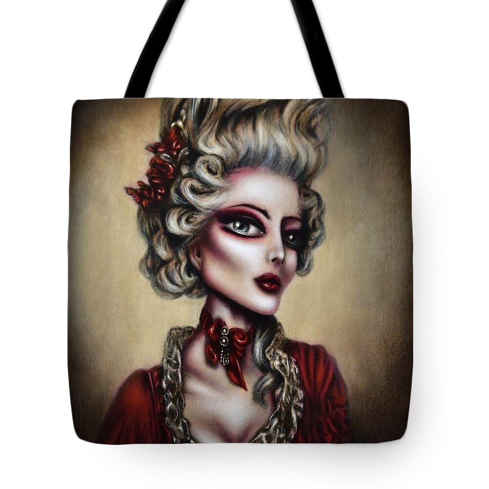 Red Tote Bag featuring the painting The Trial of Marie Antoinette by Tiago Azevedo