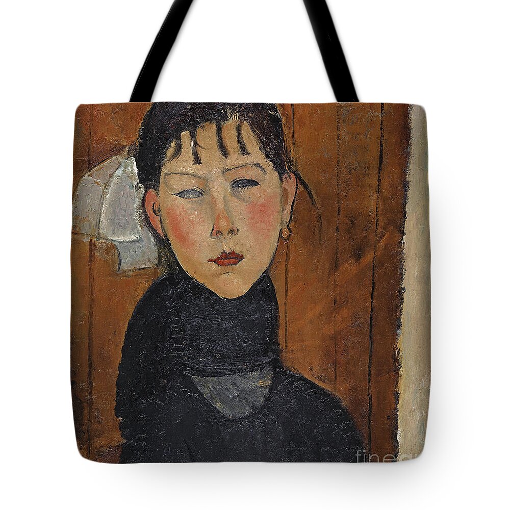 Amedeo Modigliani Tote Bag featuring the painting Marie, Daughter of the People, 1918 by Amedeo Modigliani