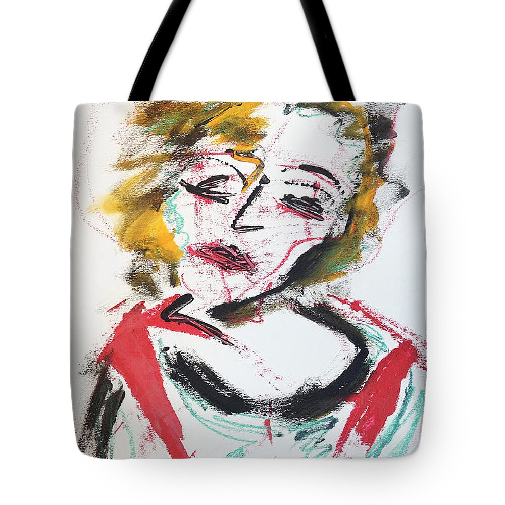 Original Art Pastel Chalk Drawing Abstract Marilyn Tote Bag featuring the pastel Marilyn Abstract by Katt Yanda