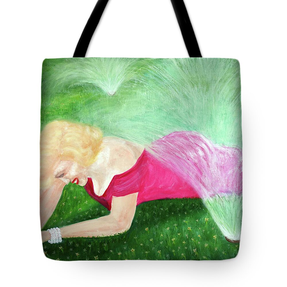 Celebrity Tote Bag featuring the painting Marilyn Misted by Lyric Lucas