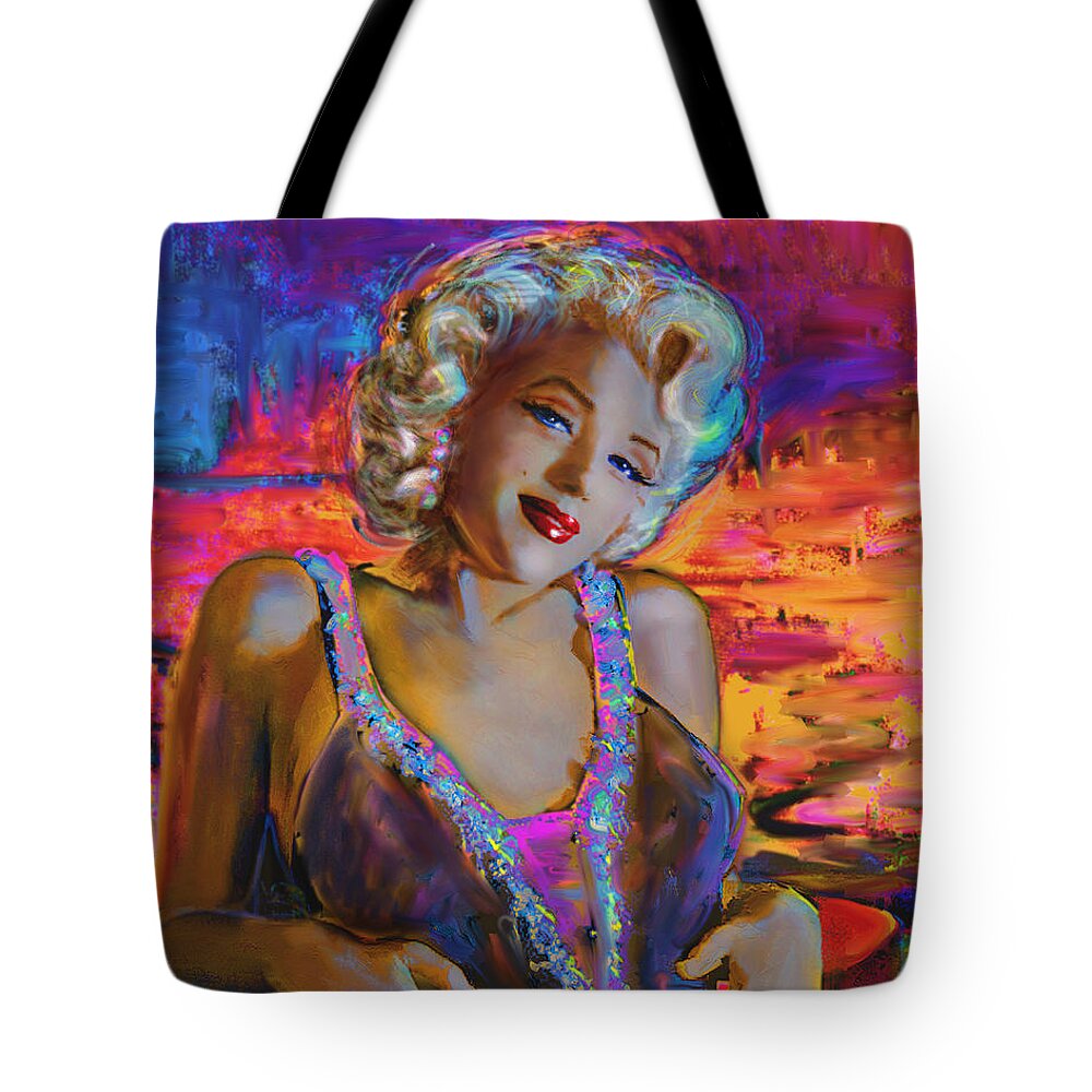 Marilyn Monroe Tote Bag featuring the painting Marilyn Monroe 126 g by Theo Danella