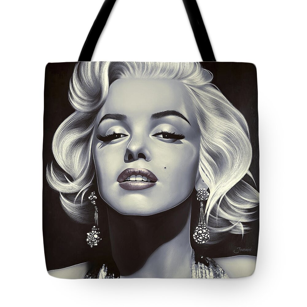 Custom painted tote bag of Marilyn Monroe.